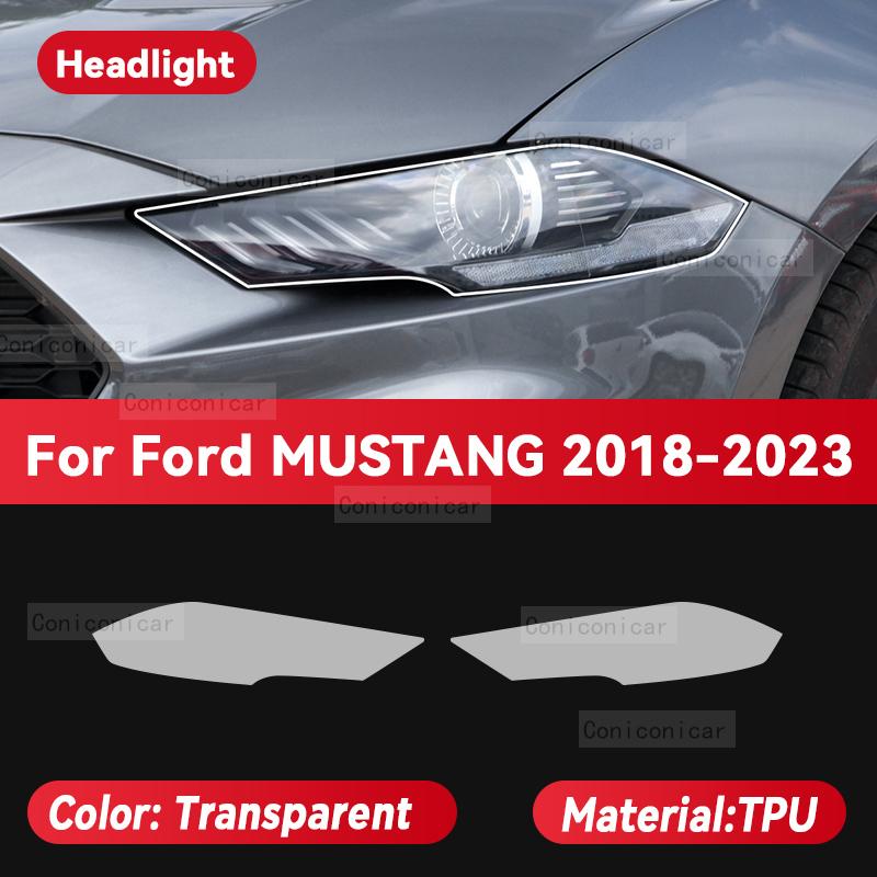 For Ford MUSTANG 2018-2023 Car Headlight Transparent TPU Protective Film Front Light Tint Change Color Sticker Accessories