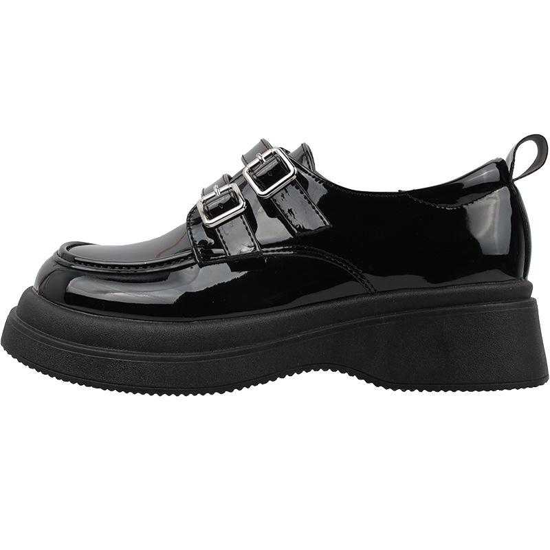 Ins простые круглые белые универсальные британские маленькие кожаные туфли женские 2025 новые весенние туфли Мэри Джейн на платформе одинарные туфли