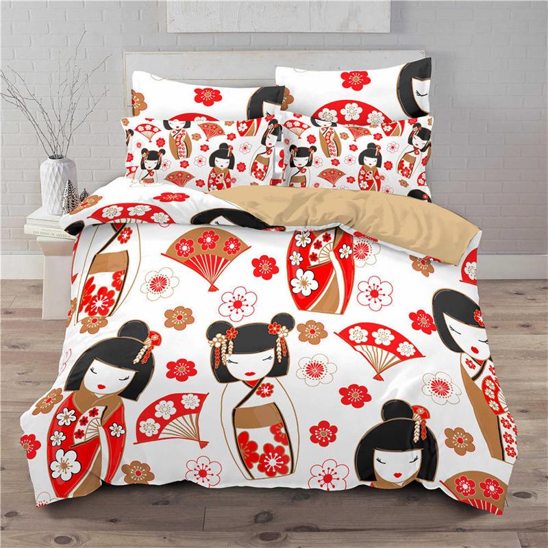 Lucky Cat Bedding Collection For Kids Girls Boys 3D Print Floral Duvet Cover Collection Microfiber Chinese Traditional Style Comforter Cover