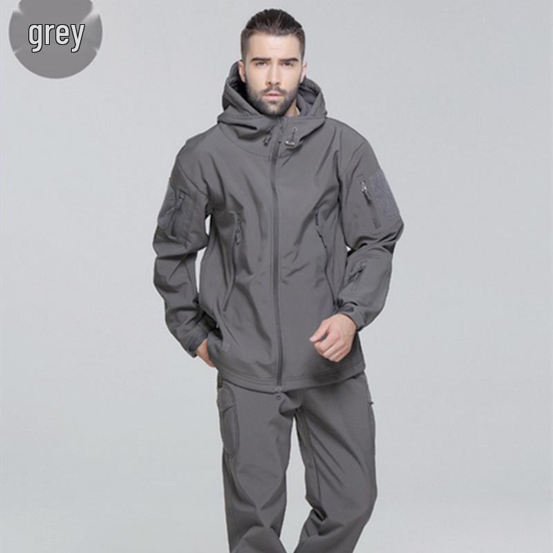 Мужской водонепроницаемый ветрозащитный комплект куртки софтшелл TAD из флиса «акулья кожа» камуфляжной расцветки