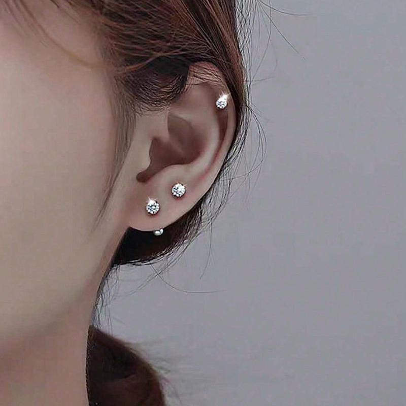 6 шт./Набор Элегантные Минималистичные Женские Серьги, Титановая Сталь Инкрустированная Искусственным Цирконием, Блестящие и Удобные для Пирсинга Ушей