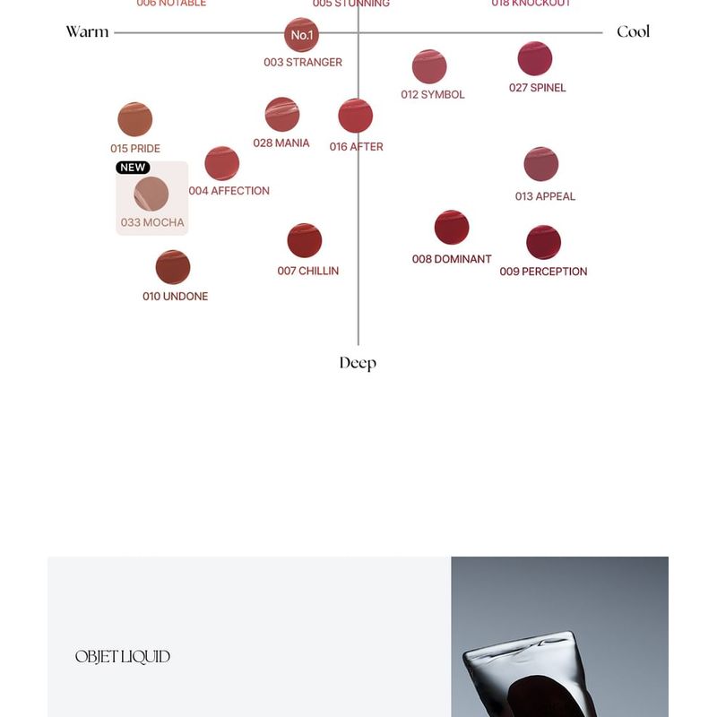 MUZIGAE MANSION Жидкий тинт Objet - 32 цвета