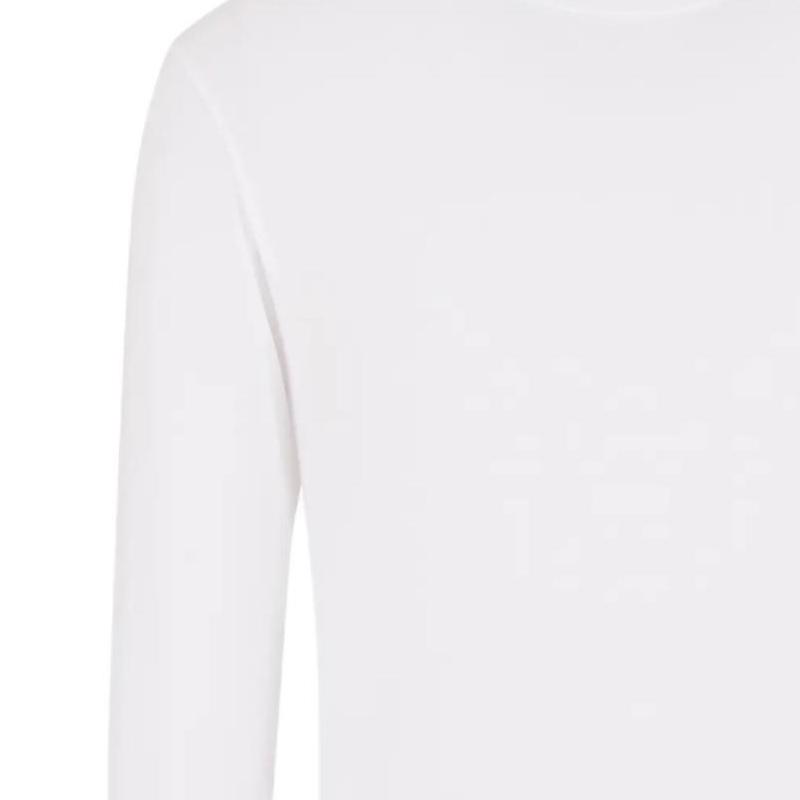 Emporio Armani Ss24 Однотонная футболка с вышитым логотипом-буквой, круглым вырезом, повседневная, с длинным рукавом, мужские топы, Белый 111984-4F511-00010