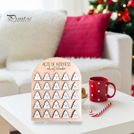 Деревянный рождественский адвент-календарь Акты доброты Адвент-календарь Рождественская елка 25-дневный обратный отсчет календарь для детей Взрослые Доброта Испытания