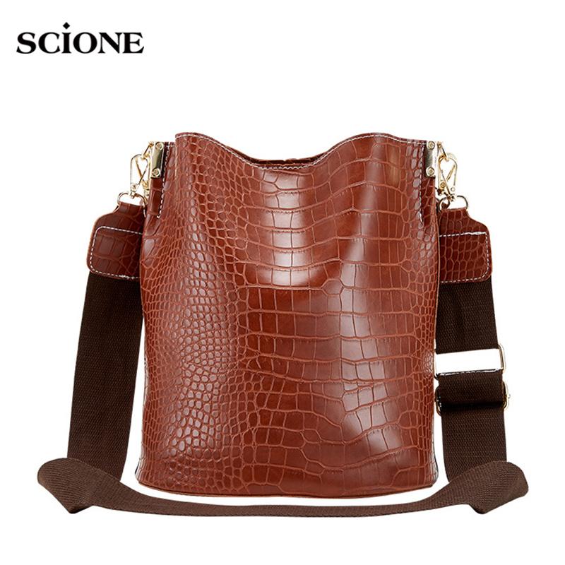 Женская сумка-ведро из искусственной кожи с тиснением