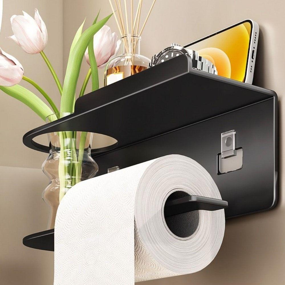 Punch-Free Installation Wall Mount Tissue Roll Rack Adhesive Toilet Paper Holder Home Organization