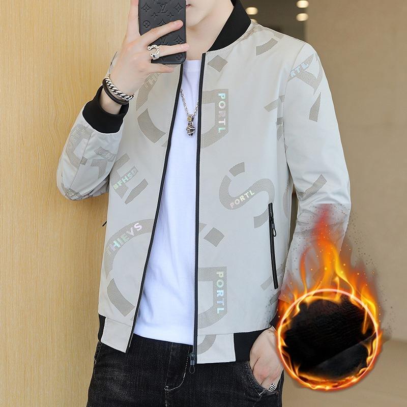 Флисовая куртка мужская зимняя новый стиль мужская бейсбольный воротник молодежная повседневная с полной печатью принтованная куртка-топ