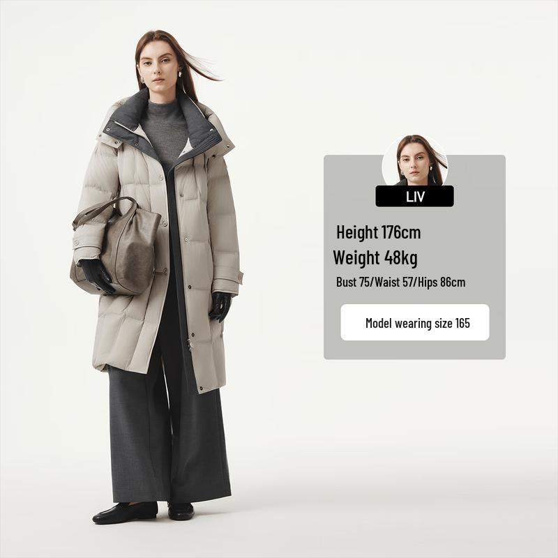 Tanboer Women's Mid-length Detachable Hood Down Jacket 5520818Z