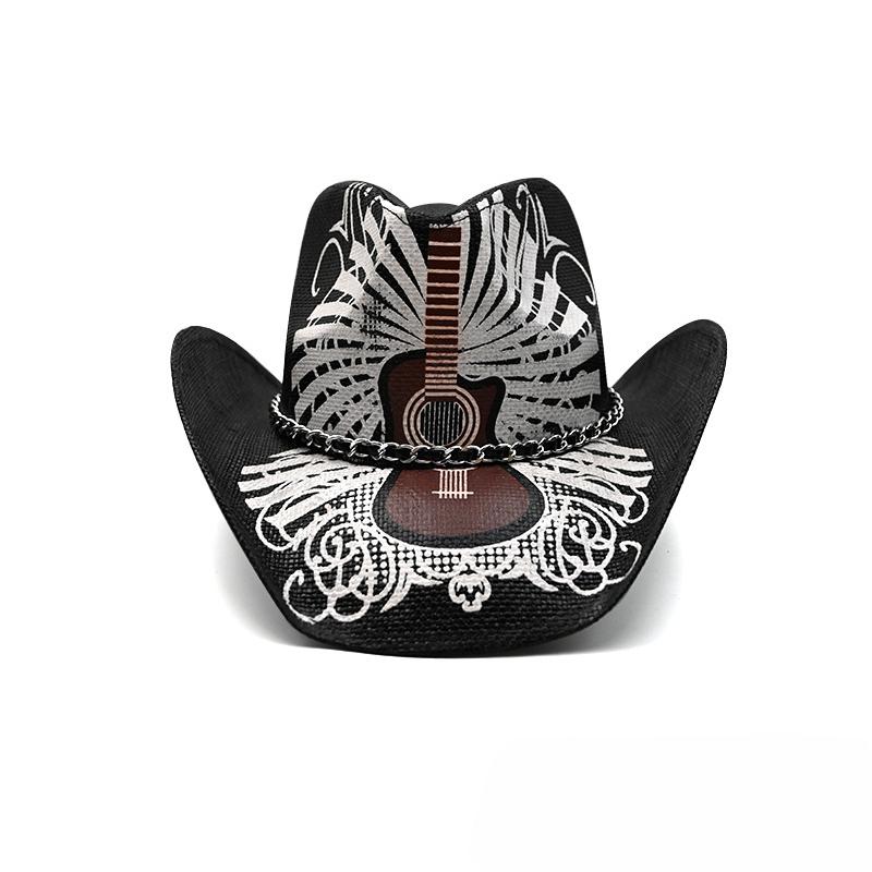 Three-dimensional Embroidery Handmade Straw Hat Western Cowboy Hat Men Cap Outdoor Women Hat Light Luxury