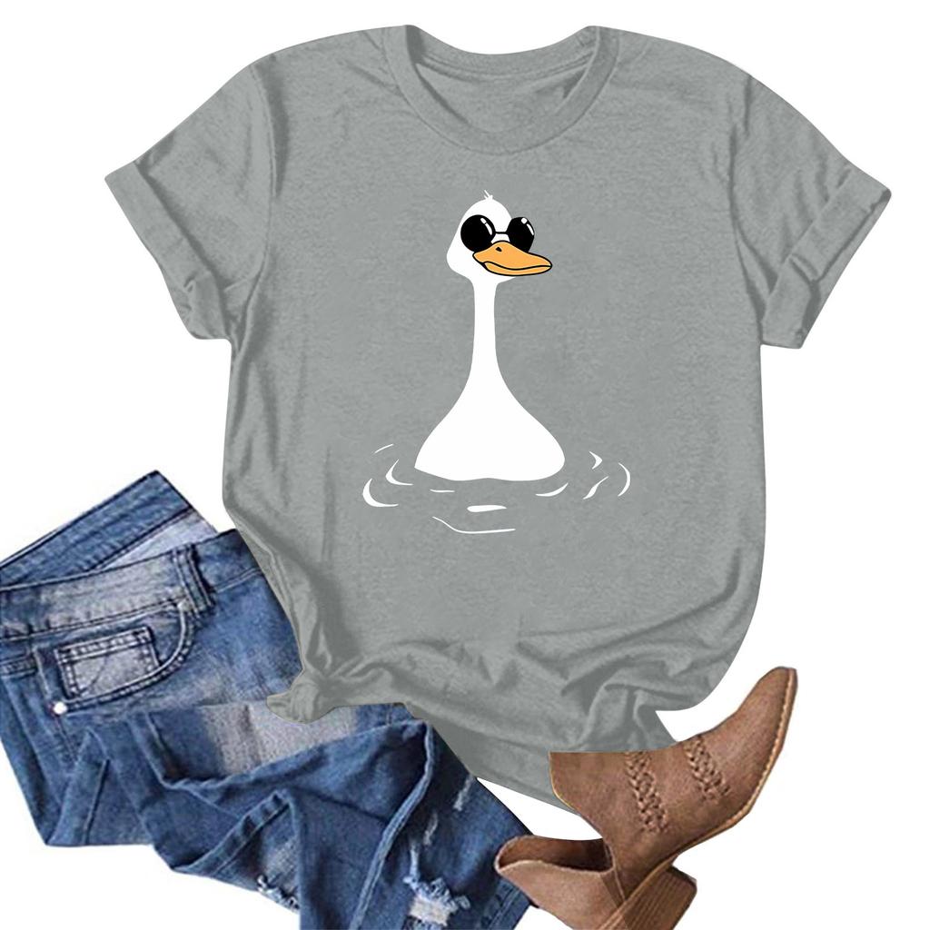 Женская модная повседневная летняя удобная блузка с круглым вырезом и коротким рукавом с принтом