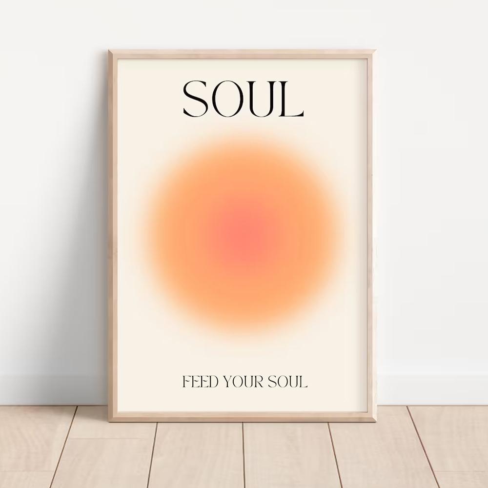 Trendy Motivational Quote Positive Aura Spiritual Grainy Gradient Wall Art Canvas Painting Posters For Living Room Home Decor
