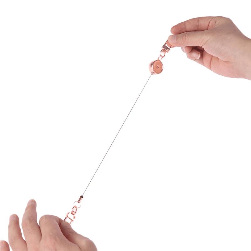 Выдвижной держатель для бейджа и ключей, бейдж-ролик, противокражный, металлический, легко вытягиваемый шнур с пряжкой, эластичный брелок, кольцо для ключей, аксессуары