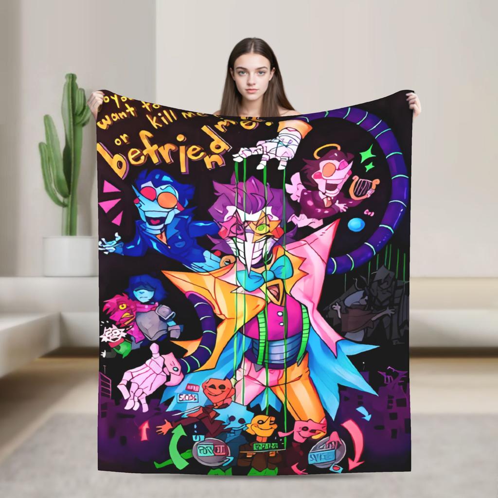 Deltarune Funny Tenna Blankets Airplane Travel Flannel Throw Blanket For Living Room Soft Custom DIY Bedspread Gift Idea