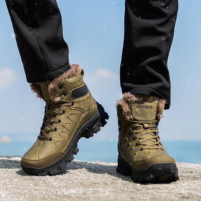Winter Outdoor Waterproof Men Boots Russian Style Ankle Boots for Men Snow Boots Plus Size 40- 48
