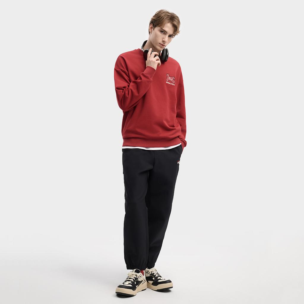 Fila CNY Лимитированная серия Новогодний Модный Трендовый Классический Ретро Спортивный Повседневный Хлопковый Удобный Свитшот с Круглым Вырезом Свободный Толстовка F11U619202FPK