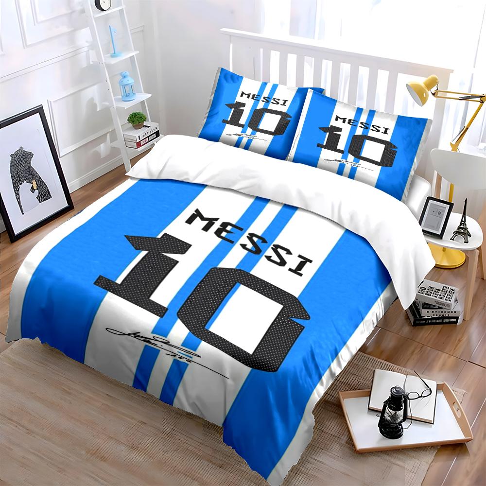Blue and White Messi 10 Bedding Set Bedding set (1 duvet cover, 2 pillowcases, duvet not included)