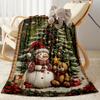 Christmas Snowman And Bear Flannel Blanket,Lightweight,Office Blanket,Sofa Blanket,Comfortable Blanket