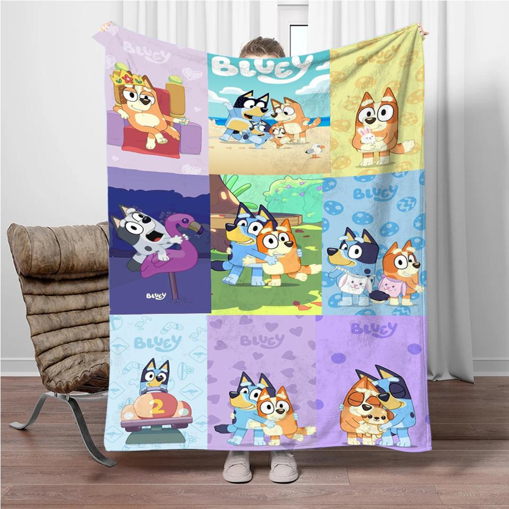 MINISO Disney-Bluey Мультяшный плед Пушистый фланелевый Детский и Взрослый Диванный плюшевый Покрывало-накидка Обедненный плед для дивана-кровати Подарок