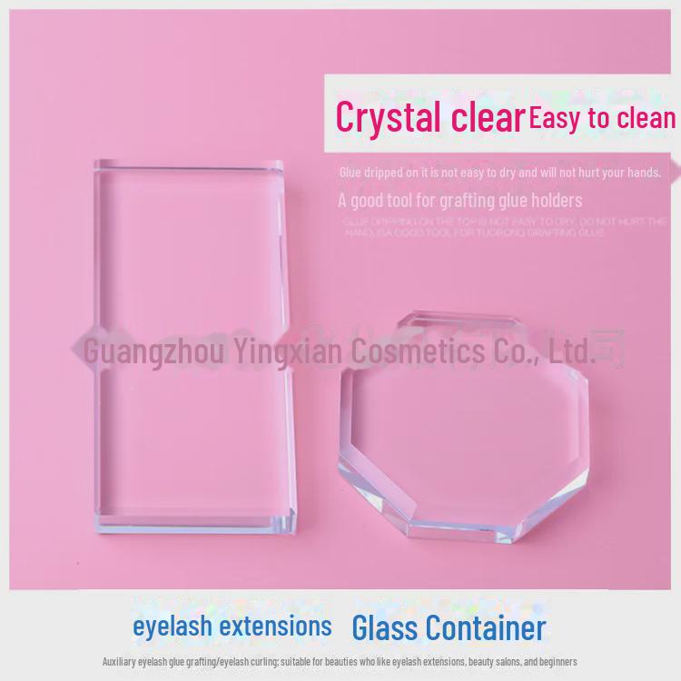 Стол для наращивания ресниц Crystal Eyelash Glue - восьмиугольная прямоугольная стеклянная подставка