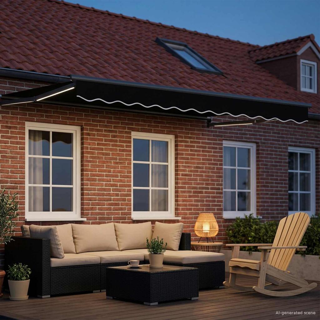 Electric Retractable Awning Black 3.5 x 2.5 m