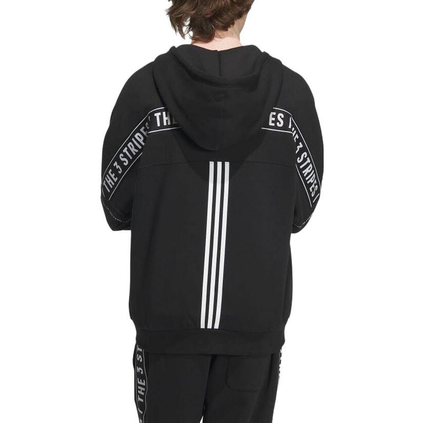 Adidas Alphabet Pattern Print Loose Hoodie Long Sleeve Unisex Tops Black IK7357