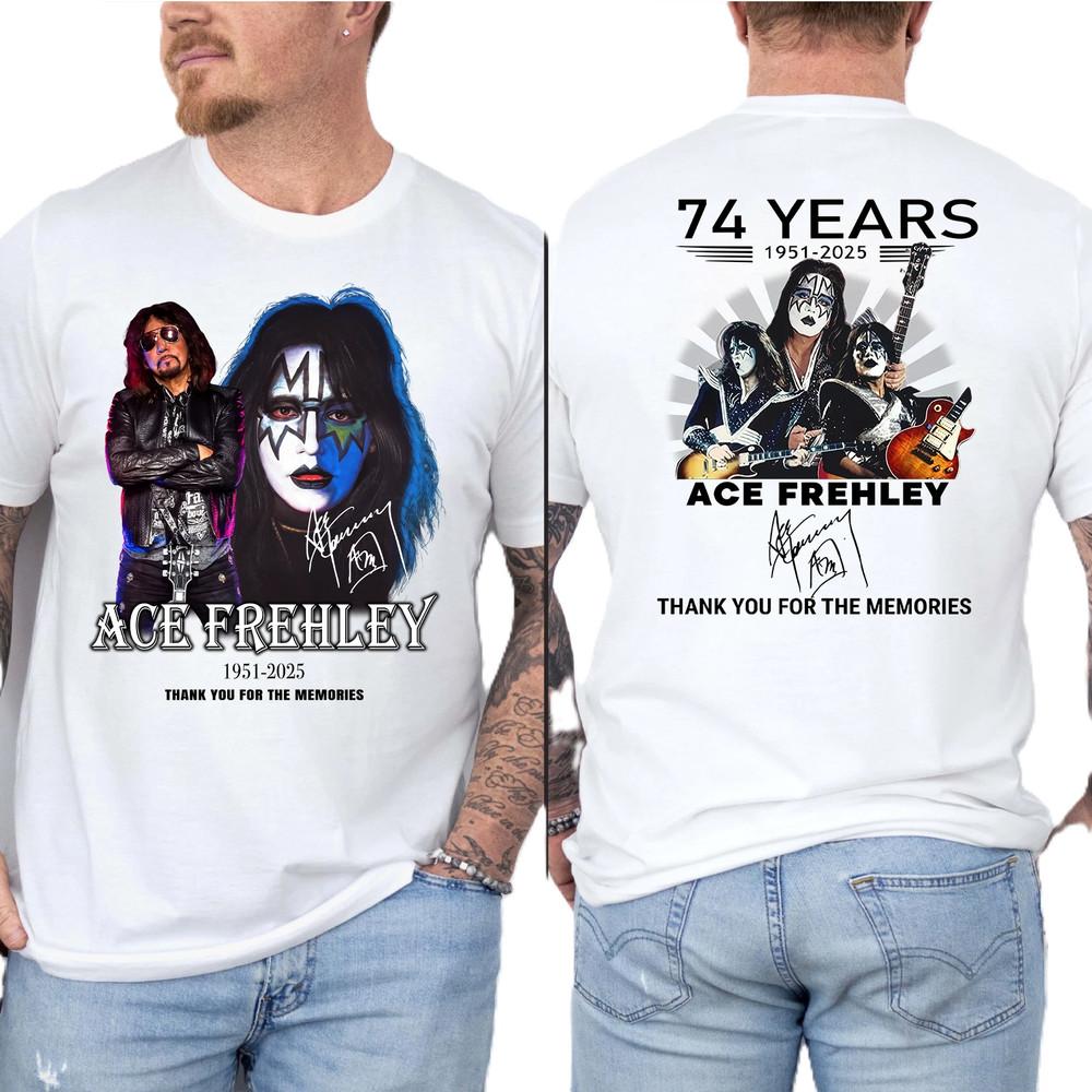 Ace Frehley Memorial Shirt Celebrating 74 Years of Music Passion amp Rock History Unisex T-Shirt Graphic Tee