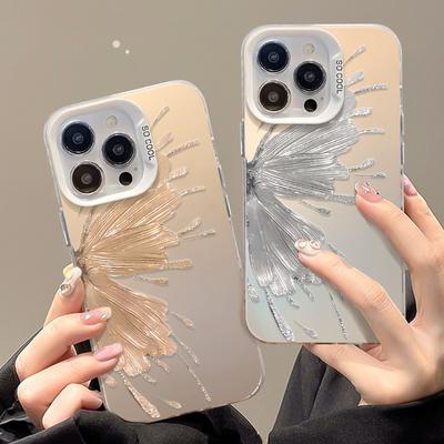 Подходит для Apple 15 Чехол для мобильного телефона iPhone 13/14Promax Высококачественная серебряная фольга Бабочка 11/12 Цветной серебристый матовый