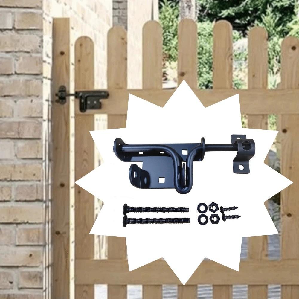 Black Door Lock Heavy Duty Iron Bolt Sliding Lock Privacy Fence Door Slide Bolt Lock Barn Doors