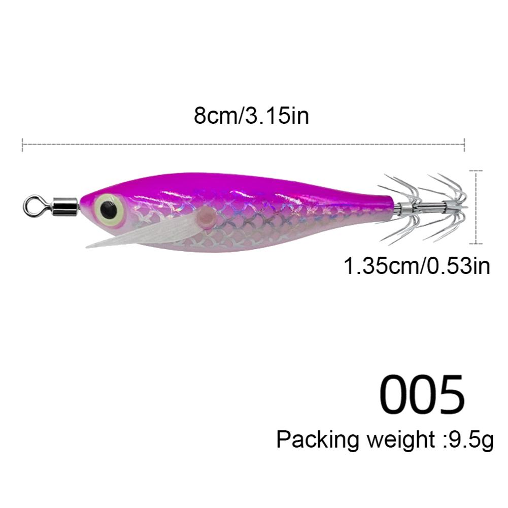 1-5pcs Wood Shrimp 9.5g Horizontal Laser Luminous Floating Egi Lure Squid Jigging Shrimp Hook Octopus Cuttlefish Fishing Baits