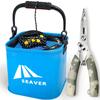 SEAVER Fishing Water Bucket, 22cm [Choose Your SetColor] with Fish Grip Pliers (Blue Pliers Set)