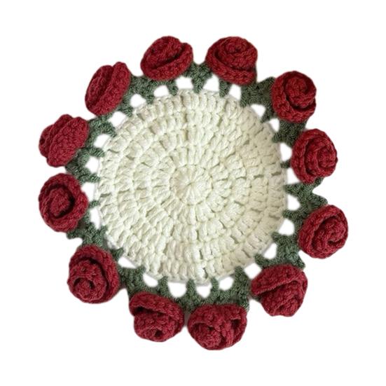 Вязаные крючком подставки под чашки ручной работы, винтажные подставки в виде букетов роз, уникальные аксессуары для декора кофейного столика