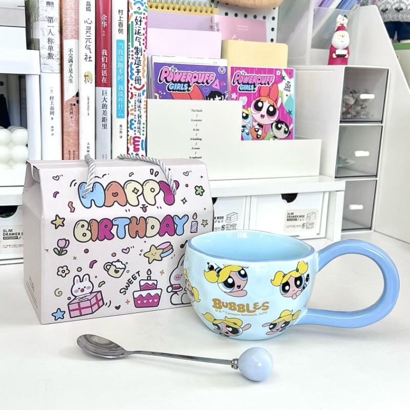 Милая керамическая кружка Powerpuff Girls, кружка для питья для мальчиков и девочек, парная кружка для питья, офисная кофейная кружка, подарок на день рождения