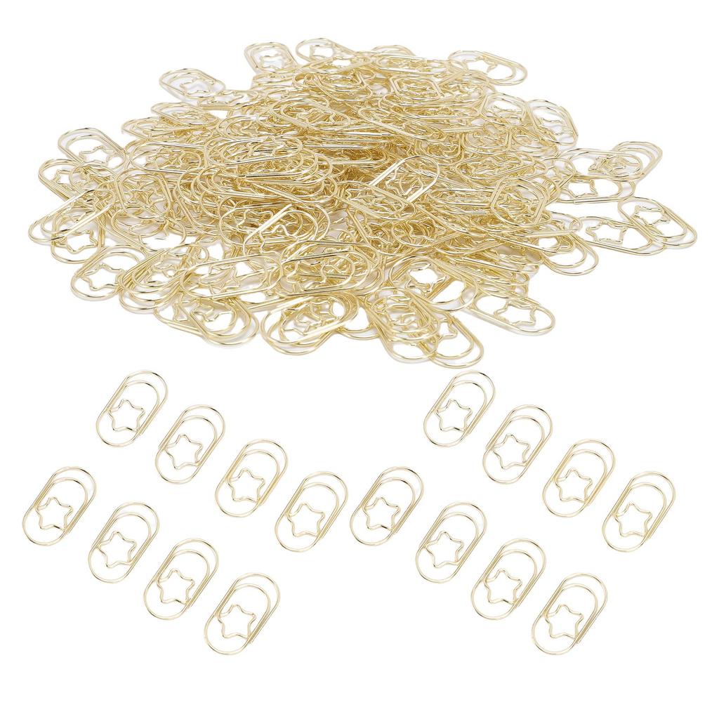 200 шт. Скрепки для бумаги в форме звезды, золотые, милые, забавные, декоративные, металлические, закладки, зажимы для планера с прозрач