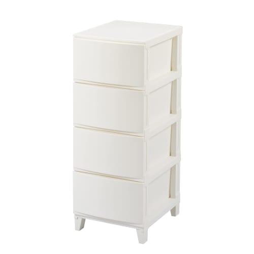 Sanka Rooms Storage Chest, White, Slim, 4 Drawers (34cm W X 42cm D X 87.5cm H), Smooth Pull-Out Drawers with Smooth Closure, Scratch-Resistant Matte F