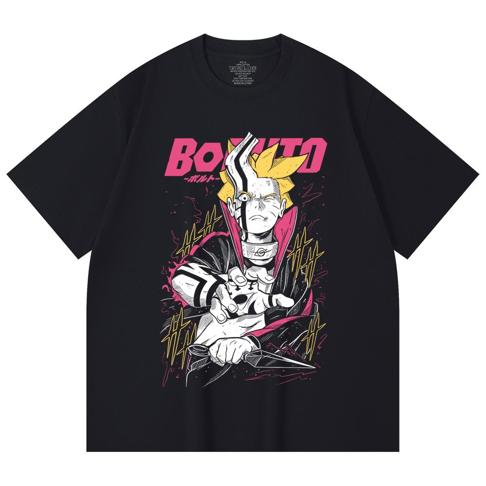 Унисекс футболка из 100% хлопка плотностью 230 г/м² с принтом Boruto V1, тяжелый хлопок