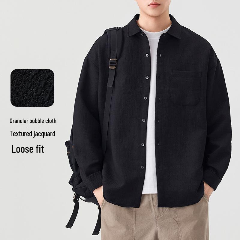 Мужская высококачественная повседневная рубашка с длинным рукавом и французской текстурой от Dongyu