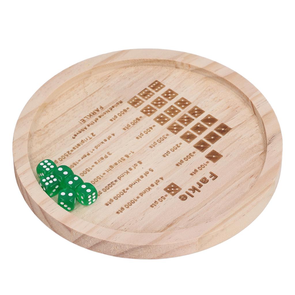 Farkle Dice Tray Improve Math Skills Wooden Classic Dice Game Tray for Family Game Round 18cm