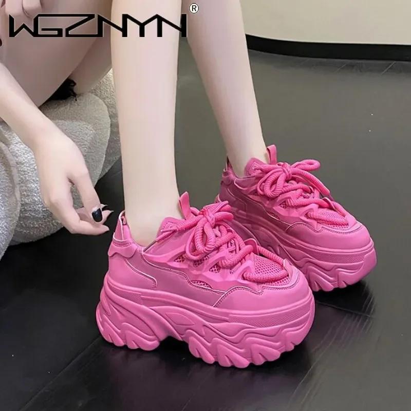 8,5 см новые высокие кроссовки на платформе женские толстые подошвы спортивные женские кроссовки вулканизированные туфли женские массивные кроссовки Zapatillas Mujer