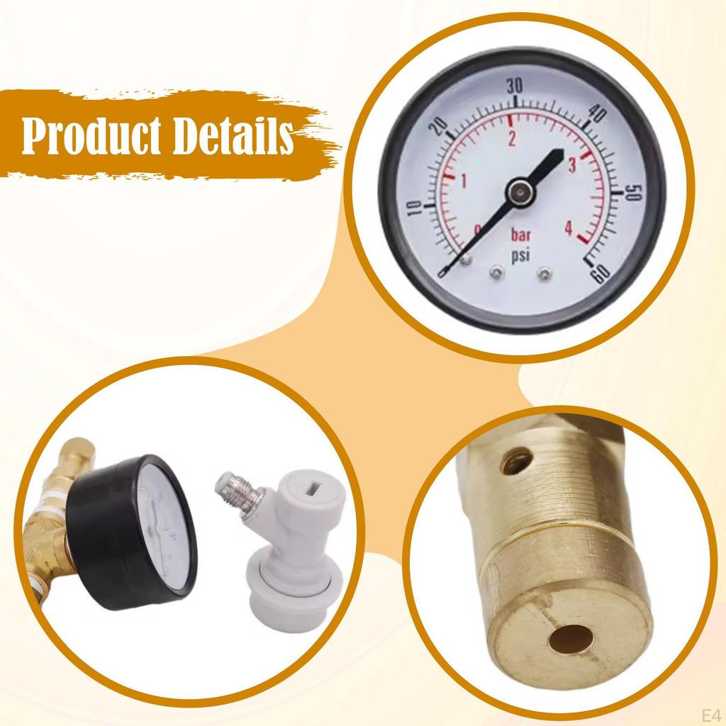 Adjustable Valve with Pressure Gauge, Ball for Control, Compact Metal Structure Ideal