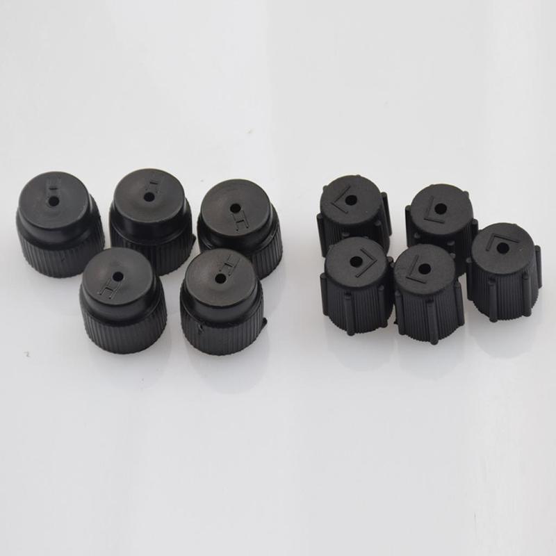 10Pieces Universal AC Fittings Black Rubber Valve Core Cap Port Kit Car Air Conditioning Repair Accessory for R134a and R1234yf