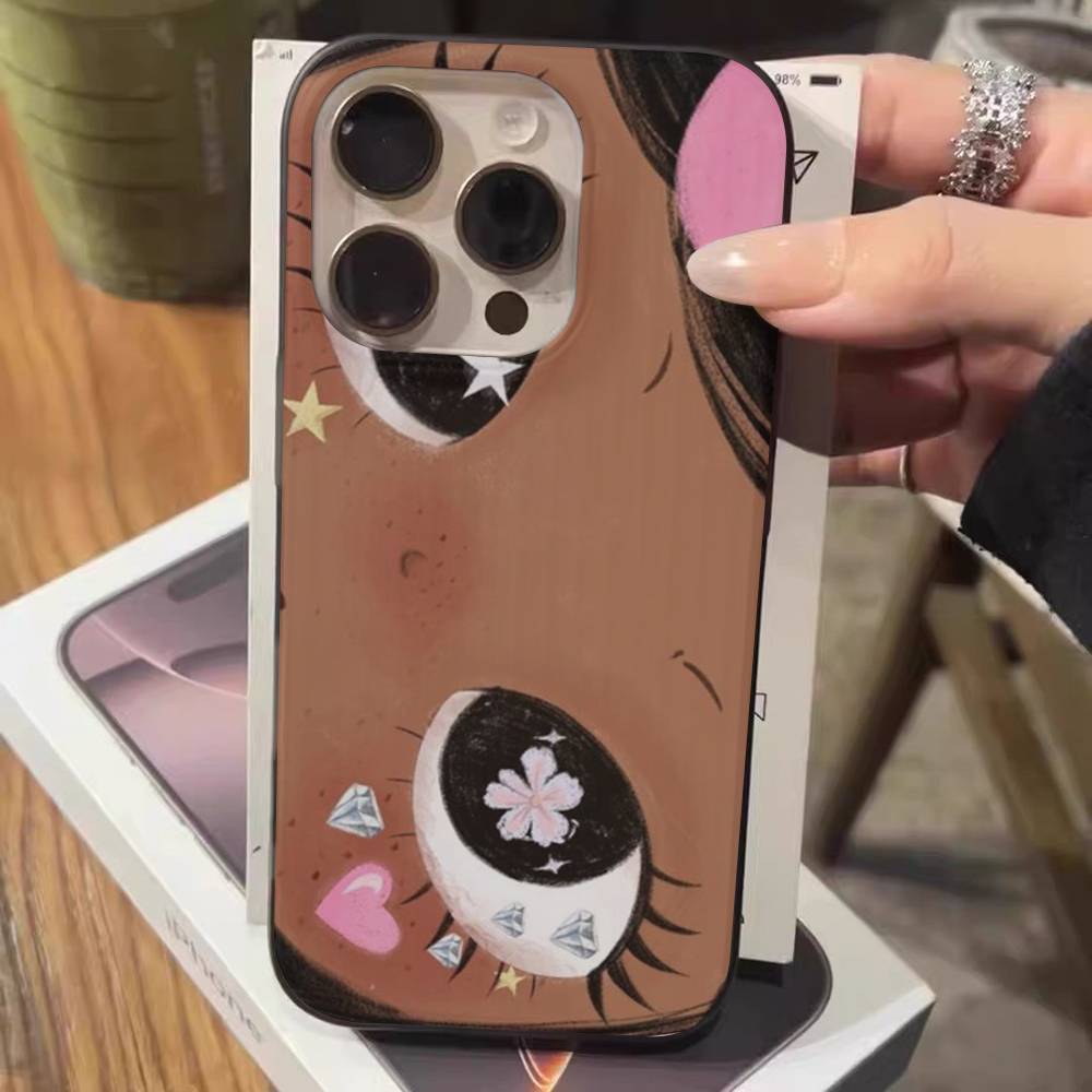 Чехол для телефона с большими глазами, девушка из комиксов, для IPhone 17 16 15 14 13 12 11 Pro Max Plus, гофрированный бампер, задняя крышка