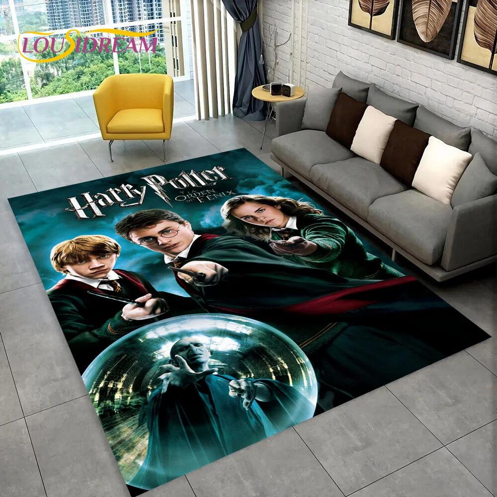 3D P-Potter Magic Academy Movie HD Rug Carpet for Living Room Bedroom Home Decor,Floor Mat Non-slip for Sofa Doormat Gift Kids