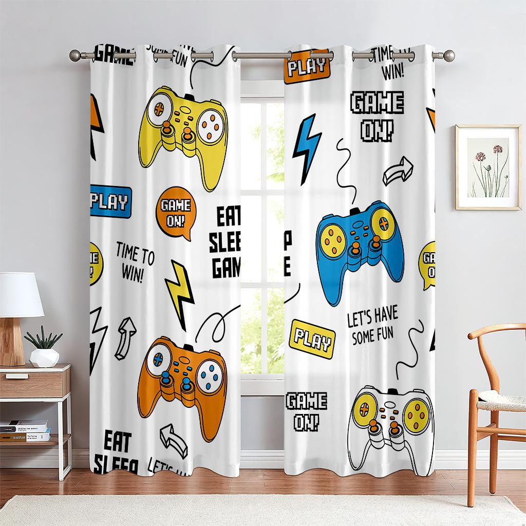 Gamepad Printed Curtains, Semi-Shading, Living Room, Bedroom, E-Sports Room Decorative Curtains, Customizable Patterns