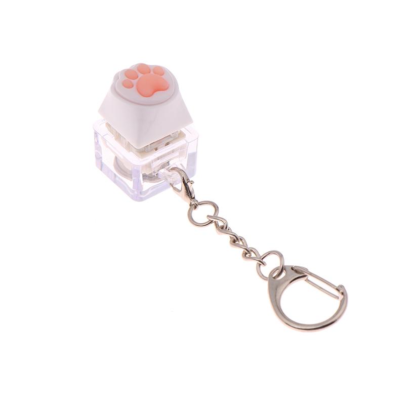 Creative Pink Cat Claw Keycap Mechanical Keyboard Keychain Led Keyboard Keyring Cute Girly Bag Pendant Relief Stress Toys