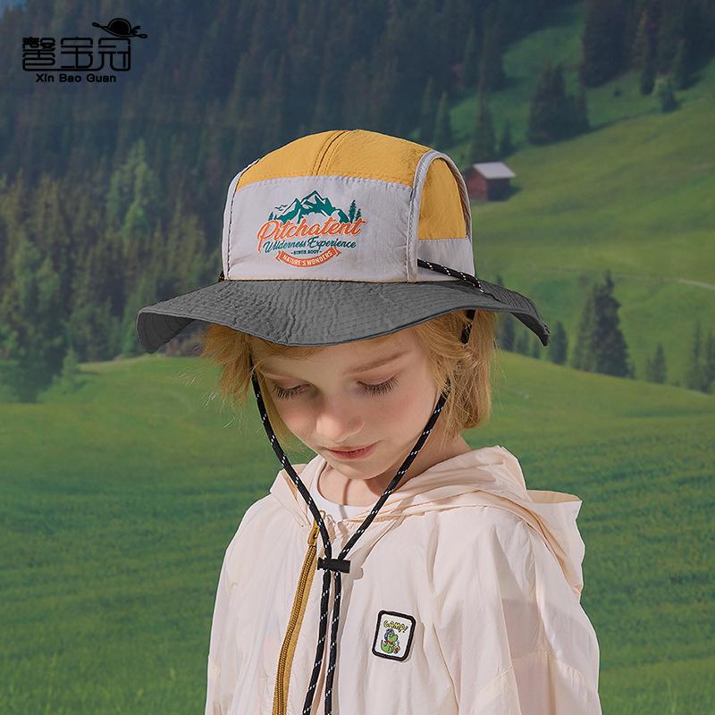 Children's hats spring and summer outdoor sunscreen hats boys and girls big brim sun hat quick-drying waterproof thin bucket hat
