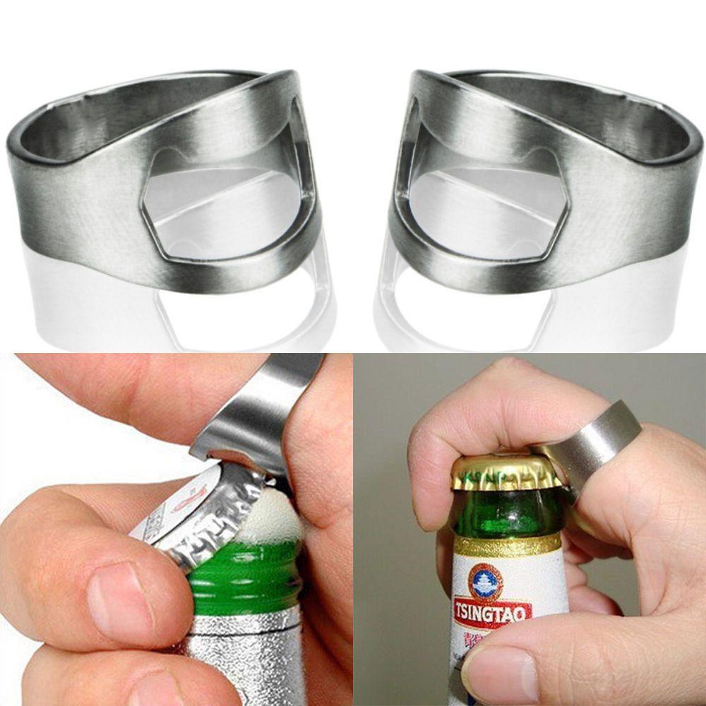 Kitchen Tool Home & Living Beer Bottles Opener Stainless Steel Finger Ring Design Jars Lid Remover
