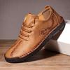 New Men's Spring Fashion Lace-Up Moccasins - Handmade Leather Casual Shoes, Plus Sizes Available