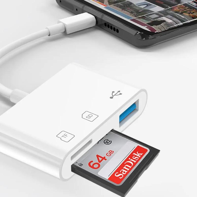 USB C to SD Card Reader Adapter with MicroSD USB Memory Card Reader for iPhone 15 16 iPad MacBook Pro/Air Type C Devices 3