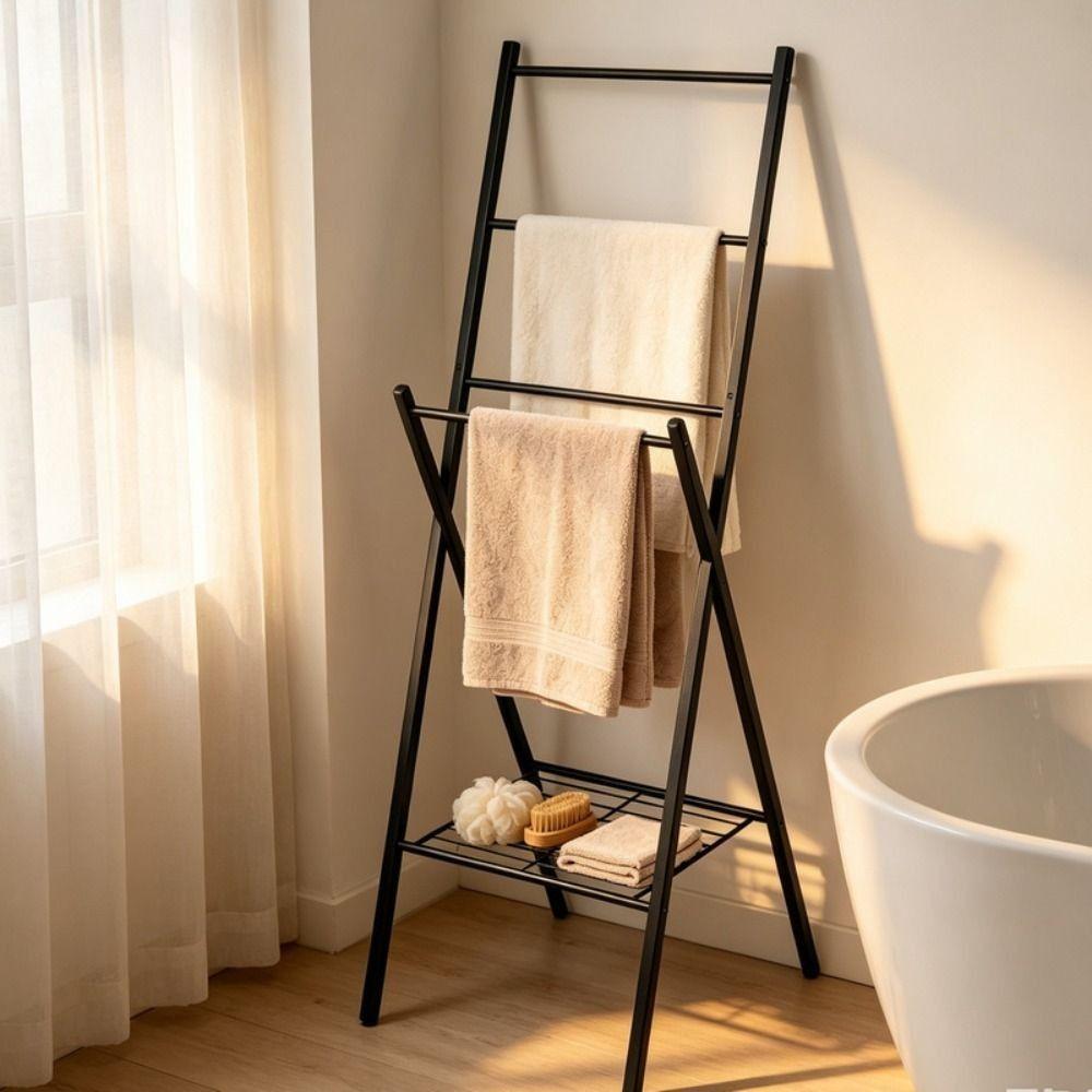 Foldable Structure Freestanding Towel Drying Rack Large Capacity Drying Rack Bathroom