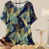 Women's Casual Loose Spring Shirt Women's Short Sleeve Gradient Leaf Leaves Printed Tops